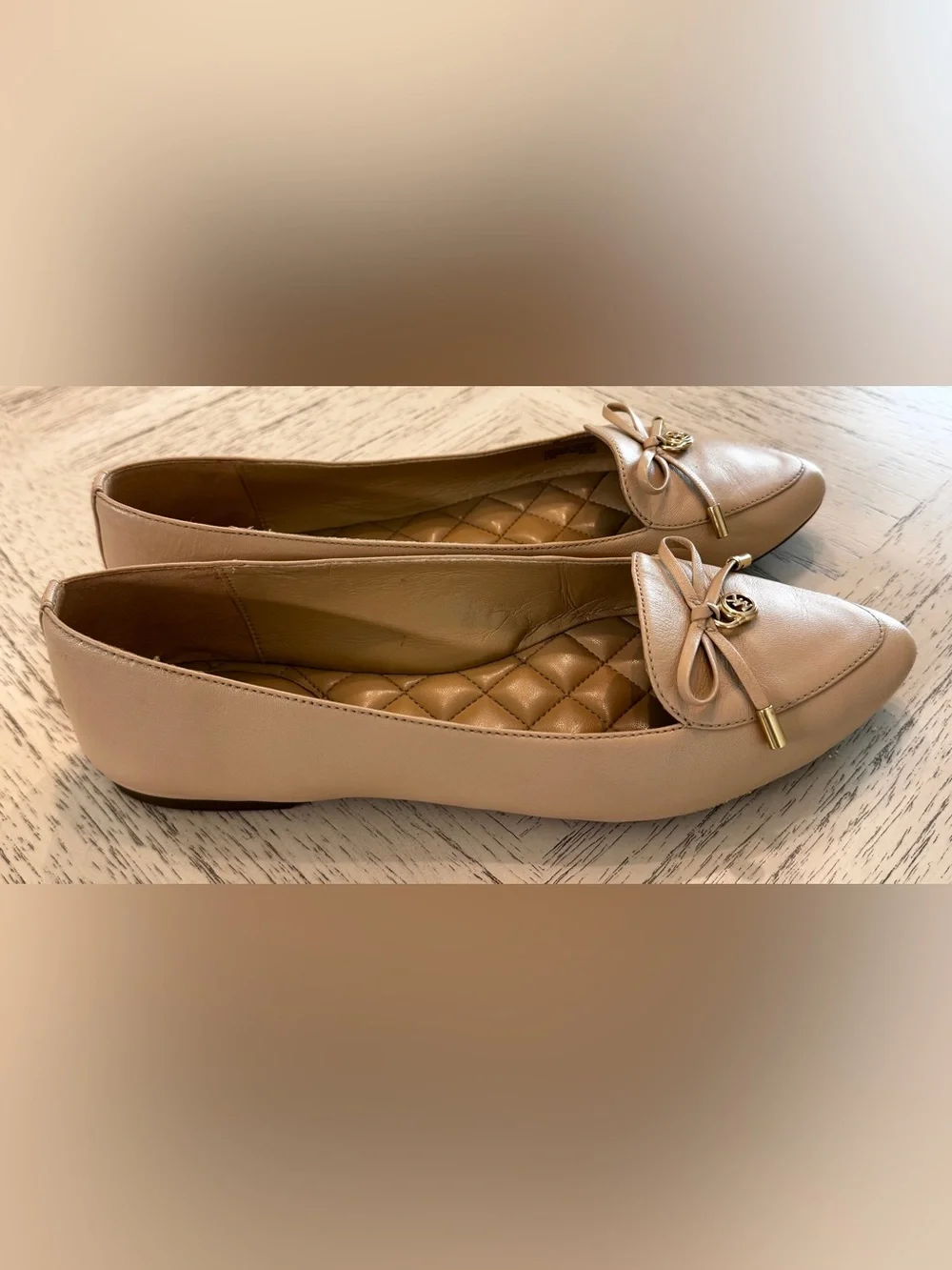 MICHAEL Michael Kors Nancy Nude Leather Pointed Toe Loafer Flats 8.5M